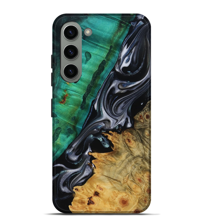 Galaxy S23 Plus Wood Live Edge Phone Case - Mara (Black & White, 818930)