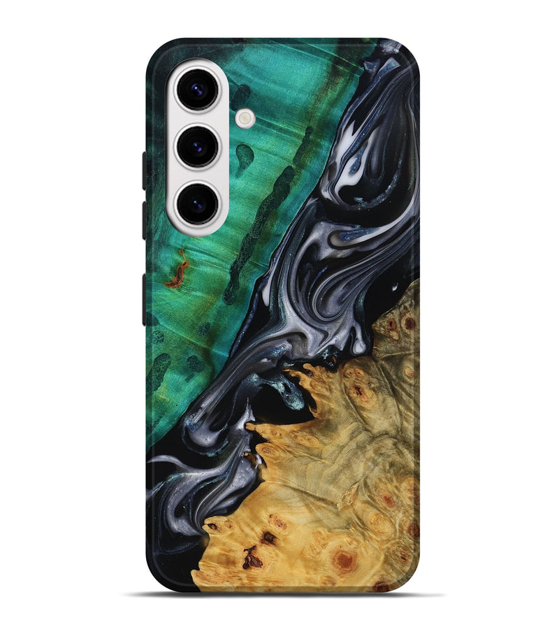 Galaxy S25 Plus Wood Live Edge Phone Case - Mara (Black & White, 818930)