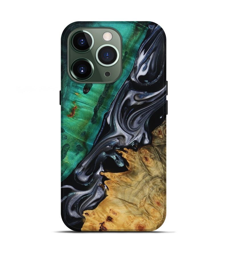 iPhone 13 Pro Wood Live Edge Phone Case - Mara (Black & White, 818930)