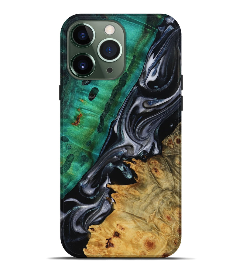 iPhone 13 Pro Max Wood Live Edge Phone Case - Mara (Black & White, 818930)