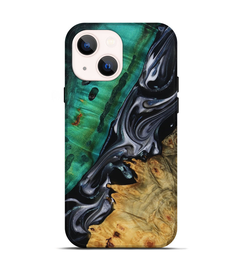 iPhone 14 Wood Live Edge Phone Case - Mara (Black & White, 818930)