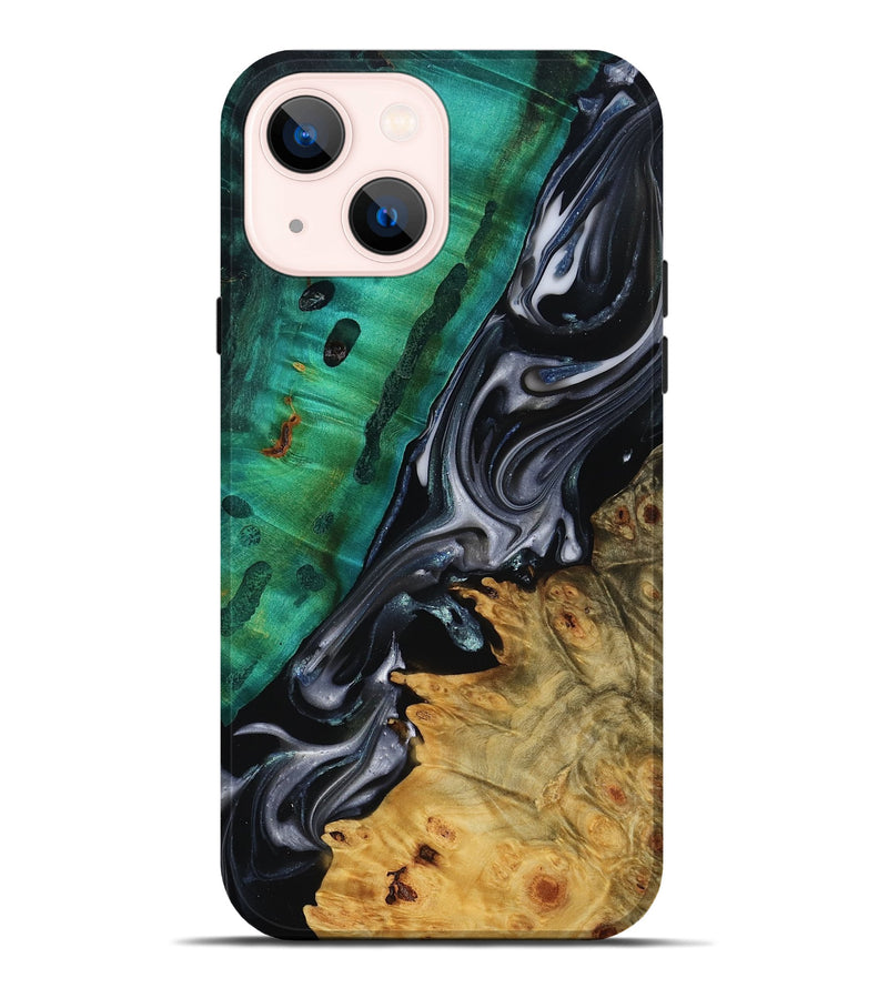 iPhone 14 Plus Wood Live Edge Phone Case - Mara (Black & White, 818930)