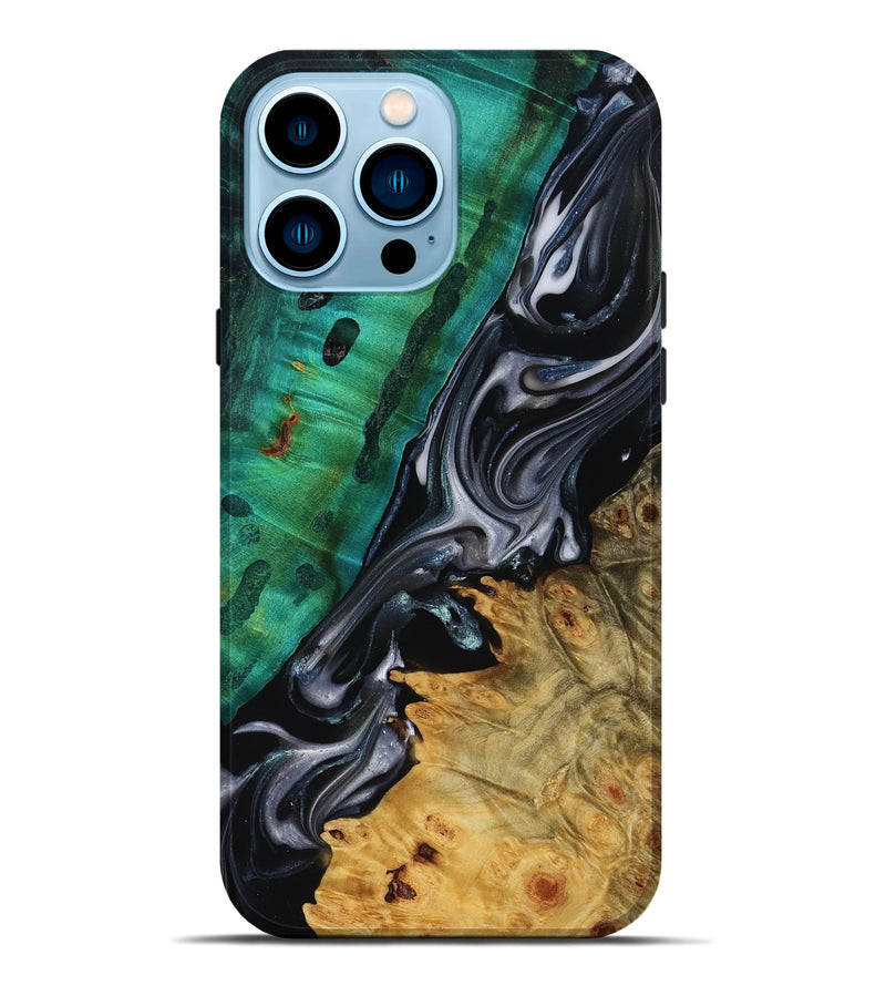 iPhone 14 Pro Max Wood Live Edge Phone Case - Mara (Black & White, 818930)