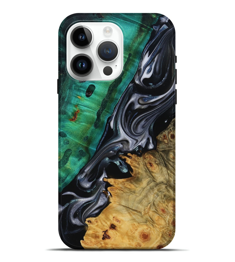 iPhone 15 Pro Max Wood Live Edge Phone Case - Mara (Black & White, 818930)