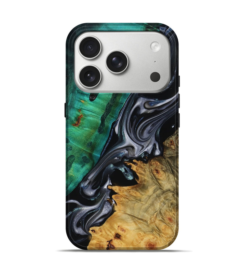 iPhone 17 Pro Wood Live Edge Phone Case - Mara (Black & White, 818930)