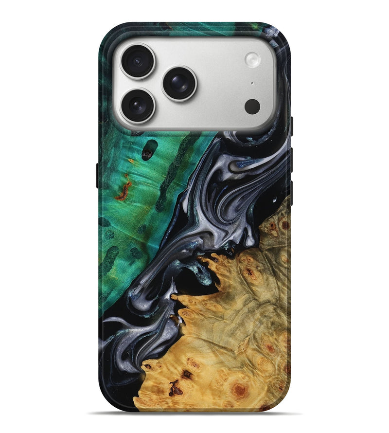 iPhone 17 Pro Max Wood Live Edge Phone Case - Mara (Black & White, 818930)