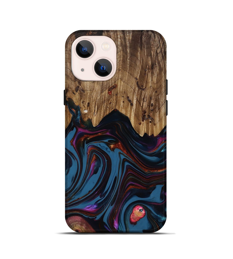 iPhone 13 mini Wood Live Edge Phone Case - Yisroel (Blue, 818931)