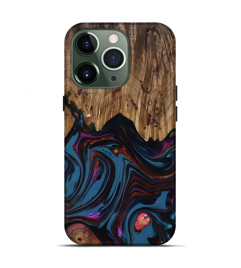 iPhone 13 Pro Wood Live Edge Phone Case - Yisroel (Blue, 818931)