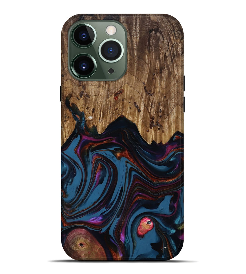 iPhone 13 Pro Max Wood Live Edge Phone Case - Yisroel (Blue, 818931)