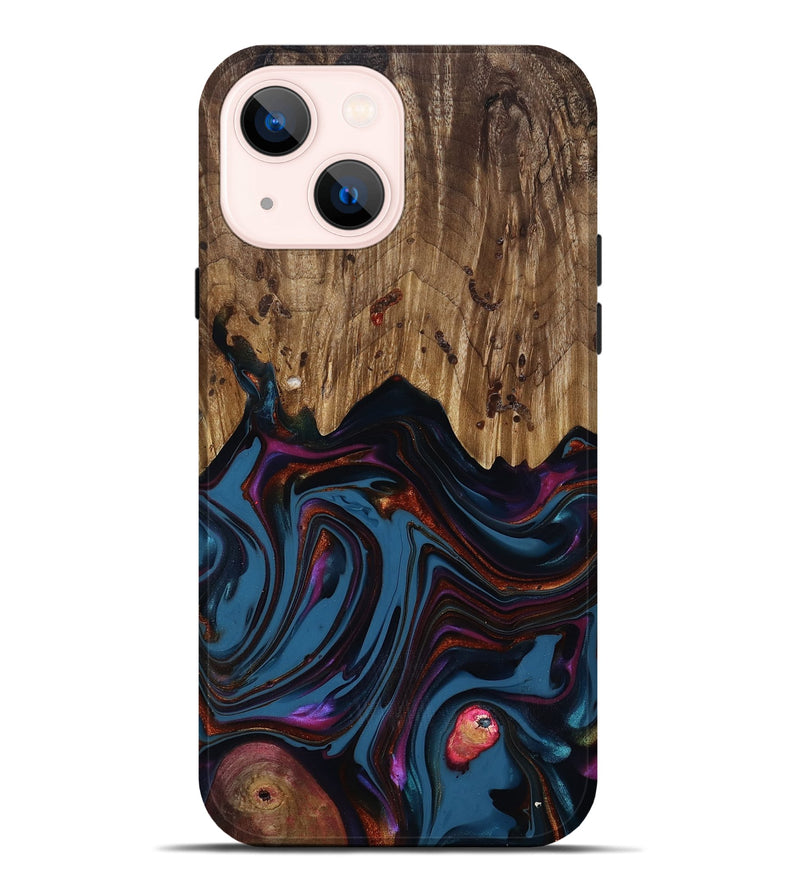 iPhone 14 Plus Wood Live Edge Phone Case - Yisroel (Blue, 818931)