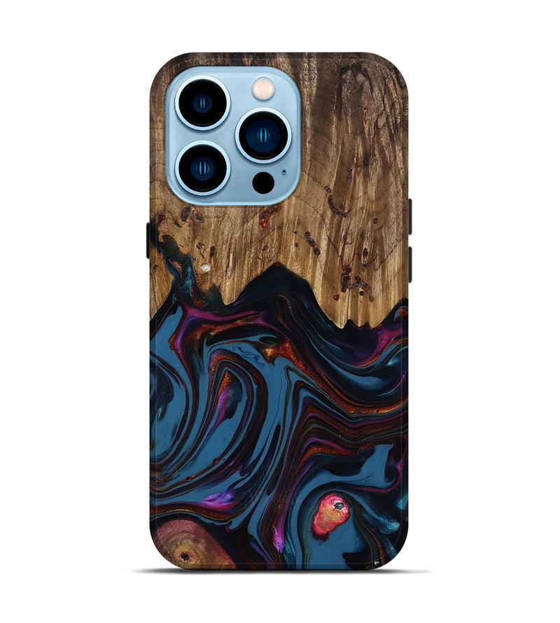 iPhone 14 Pro Wood Live Edge Phone Case - Yisroel (Blue, 818931)