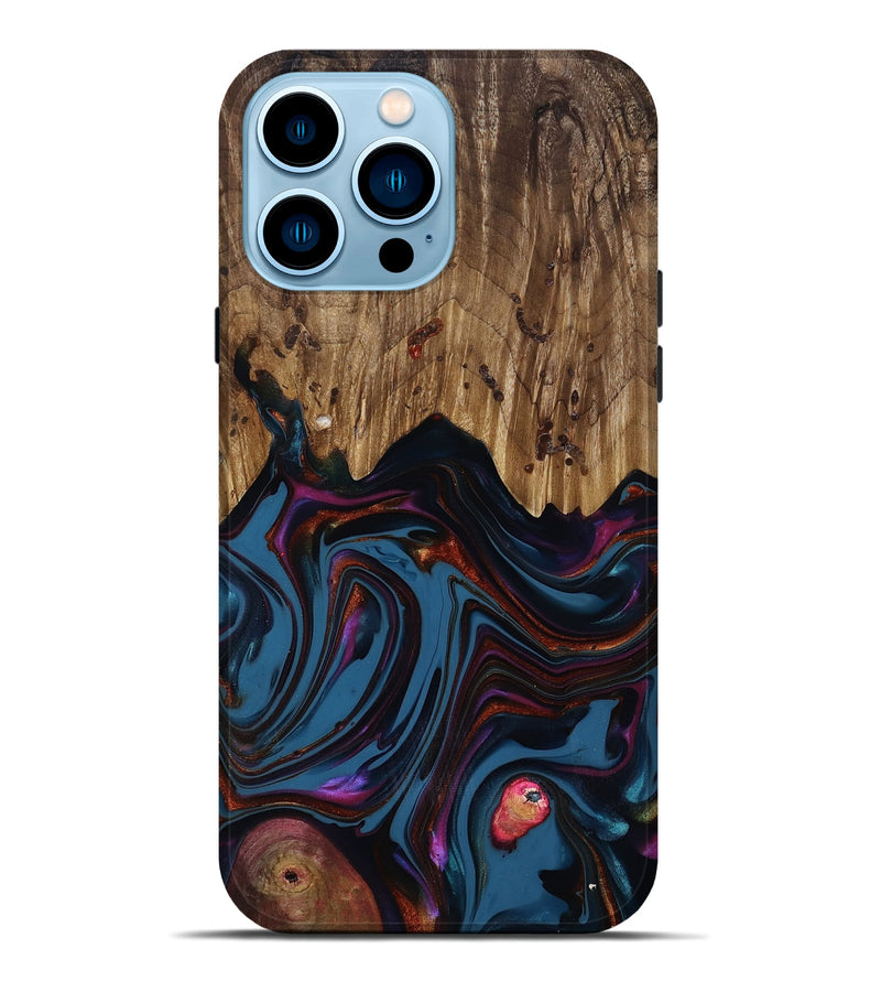 iPhone 14 Pro Max Wood Live Edge Phone Case - Yisroel (Blue, 818931)
