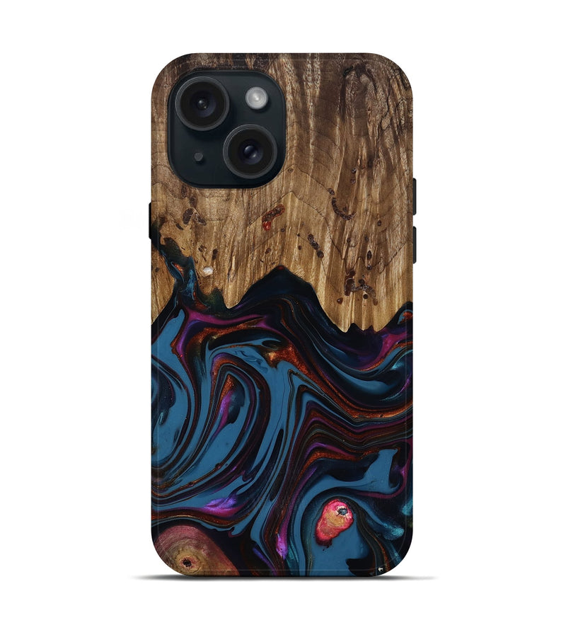 iPhone 15 Wood Live Edge Phone Case - Yisroel (Blue, 818931)