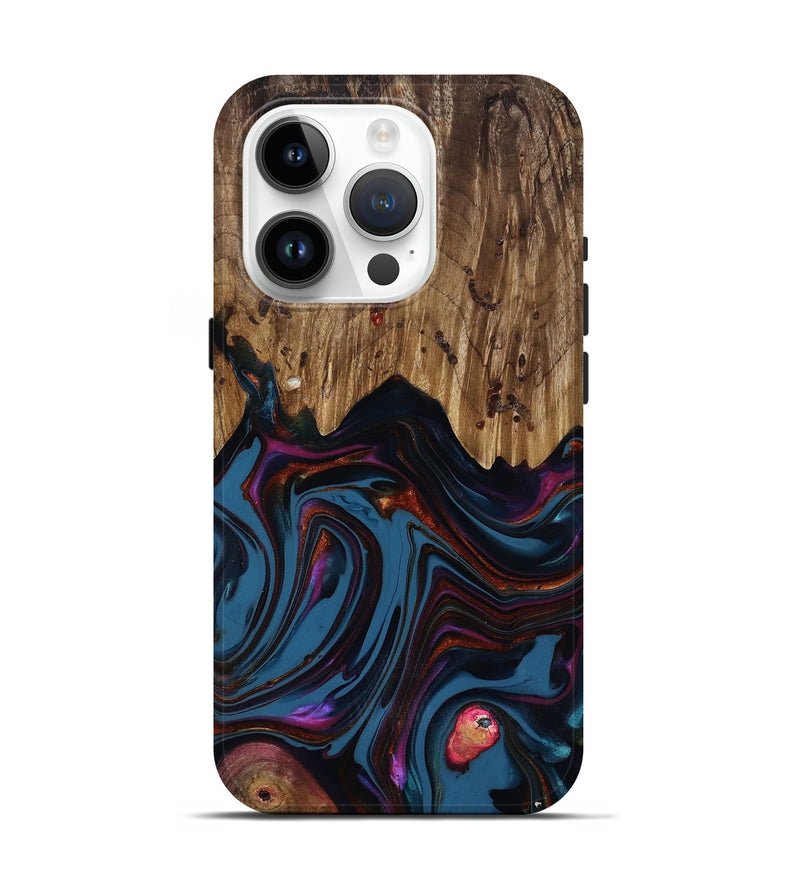 iPhone 15 Pro Wood Live Edge Phone Case - Yisroel (Blue, 818931)