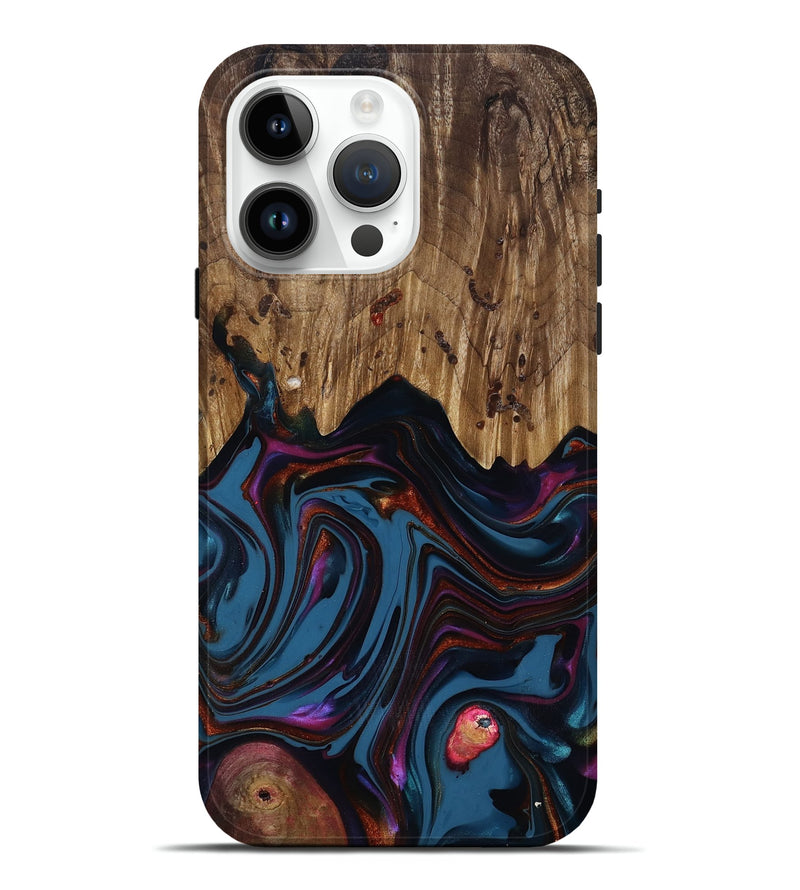 iPhone 15 Pro Max Wood Live Edge Phone Case - Yisroel (Blue, 818931)