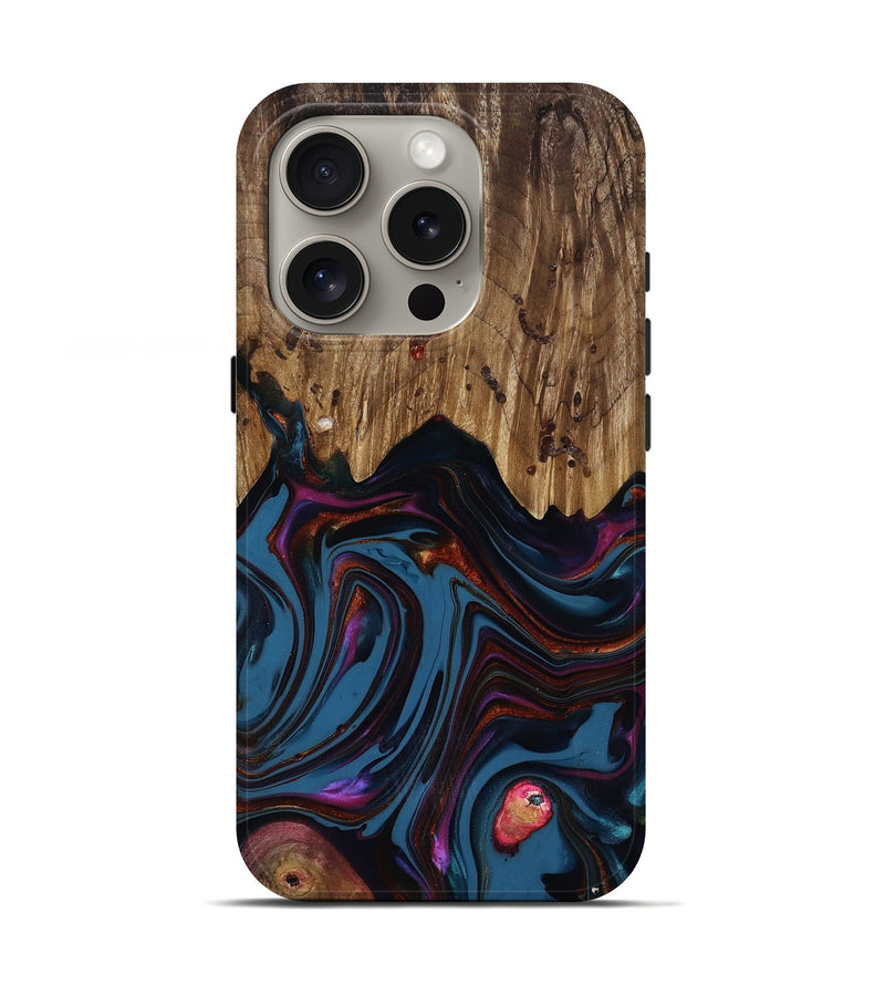 iPhone 16 Pro Wood Live Edge Phone Case - Yisroel (Blue, 818931)