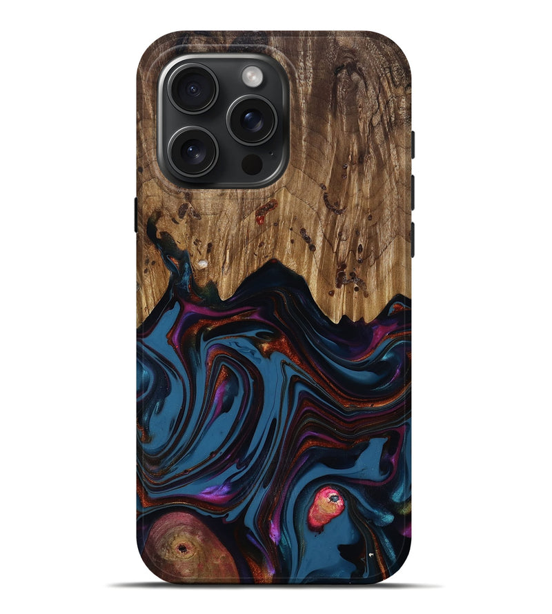 iPhone 16 Pro Max Wood Live Edge Phone Case - Yisroel (Blue, 818931)
