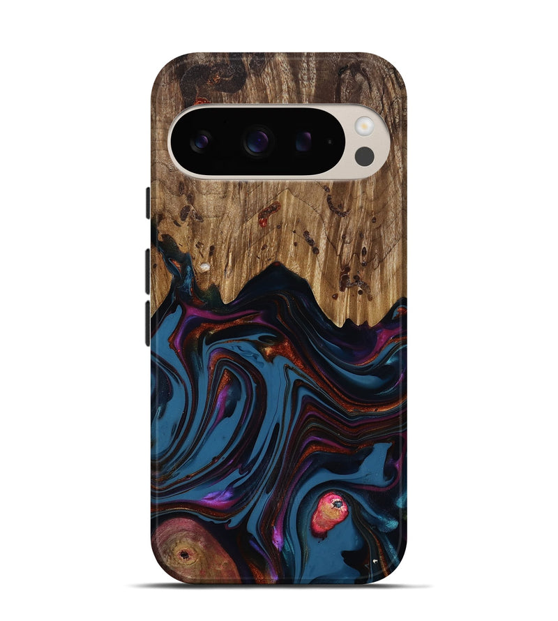 Pixel 9 Pro Wood Live Edge Phone Case - Yisroel (Blue, 818931)