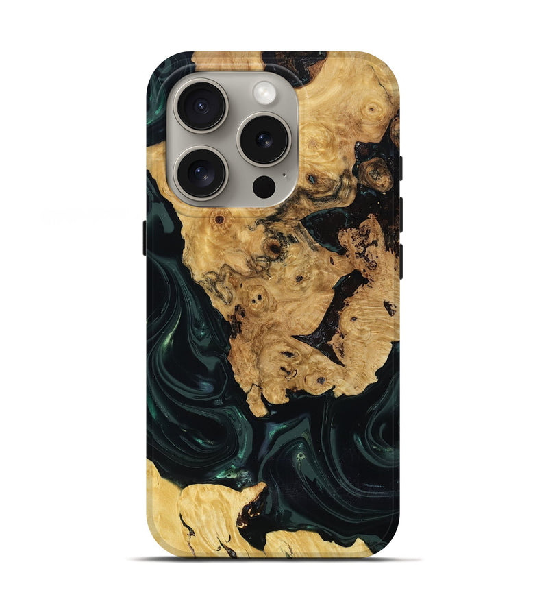 iPhone 16 Pro Wood Live Edge Phone Case - Iyanna (Green, 818933)