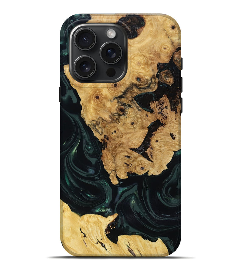 iPhone 16 Pro Max Wood Live Edge Phone Case - Iyanna (Green, 818933)