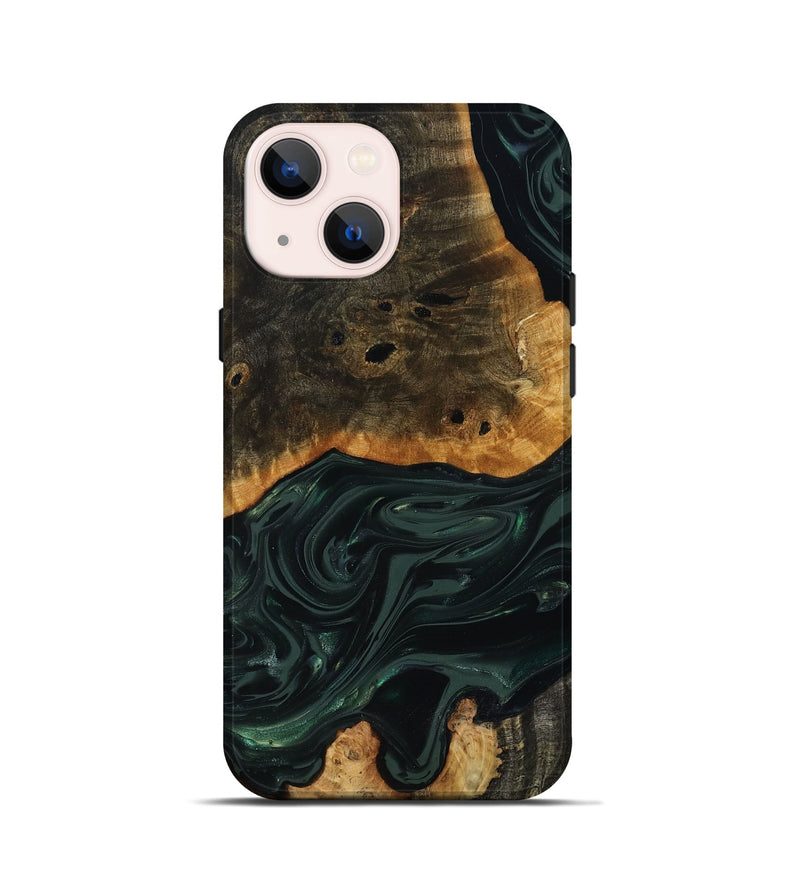 iPhone 13 mini Wood Live Edge Phone Case - Chanda (Green, 818937)
