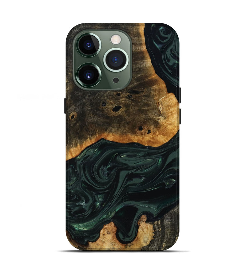 iPhone 13 Pro Wood Live Edge Phone Case - Chanda (Green, 818937)