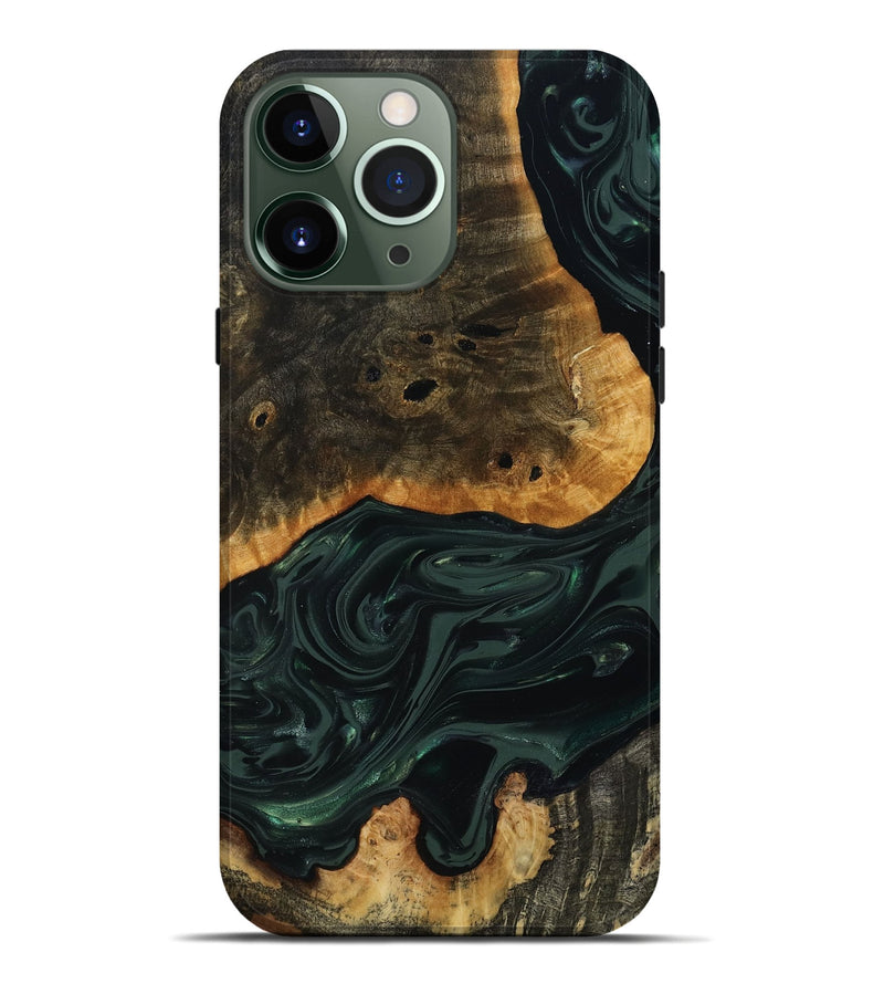 iPhone 13 Pro Max Wood Live Edge Phone Case - Chanda (Green, 818937)