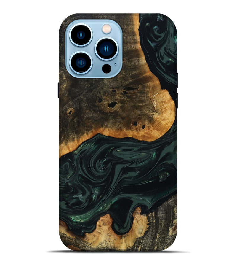 iPhone 14 Pro Max Wood Live Edge Phone Case - Chanda (Green, 818937)