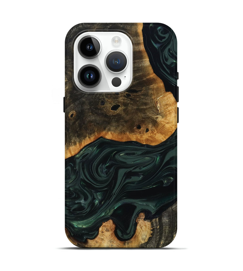 iPhone 15 Pro Wood Live Edge Phone Case - Chanda (Green, 818937)