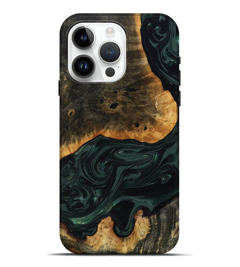 iPhone 15 Pro Max Wood Live Edge Phone Case - Chanda (Green, 818937)