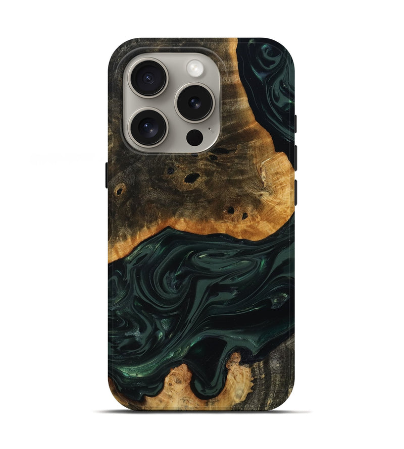 iPhone 16 Pro Wood Live Edge Phone Case - Chanda (Green, 818937)