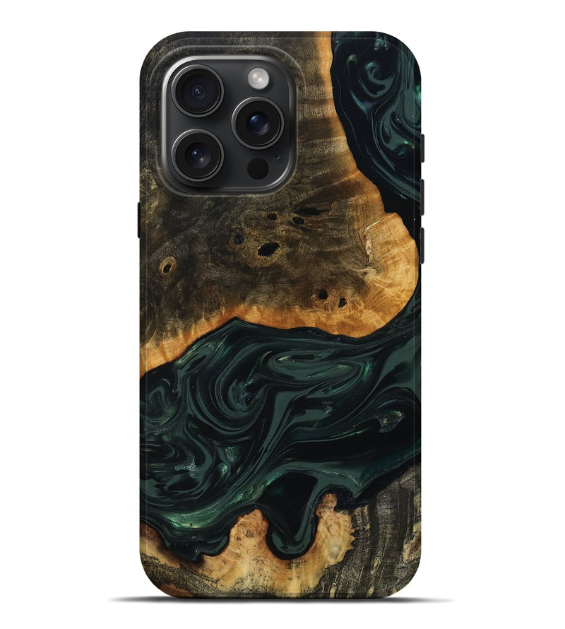 iPhone 16 Pro Max Wood Live Edge Phone Case - Chanda (Green, 818937)