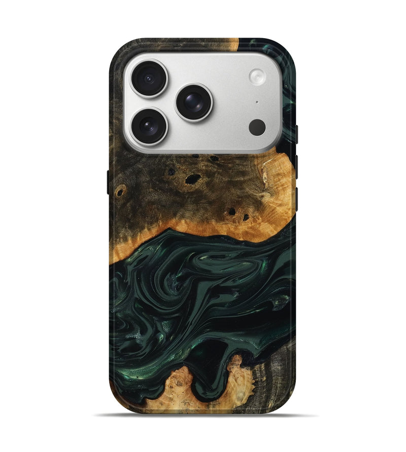 iPhone 17 Pro Wood Live Edge Phone Case - Chanda (Green, 818937)