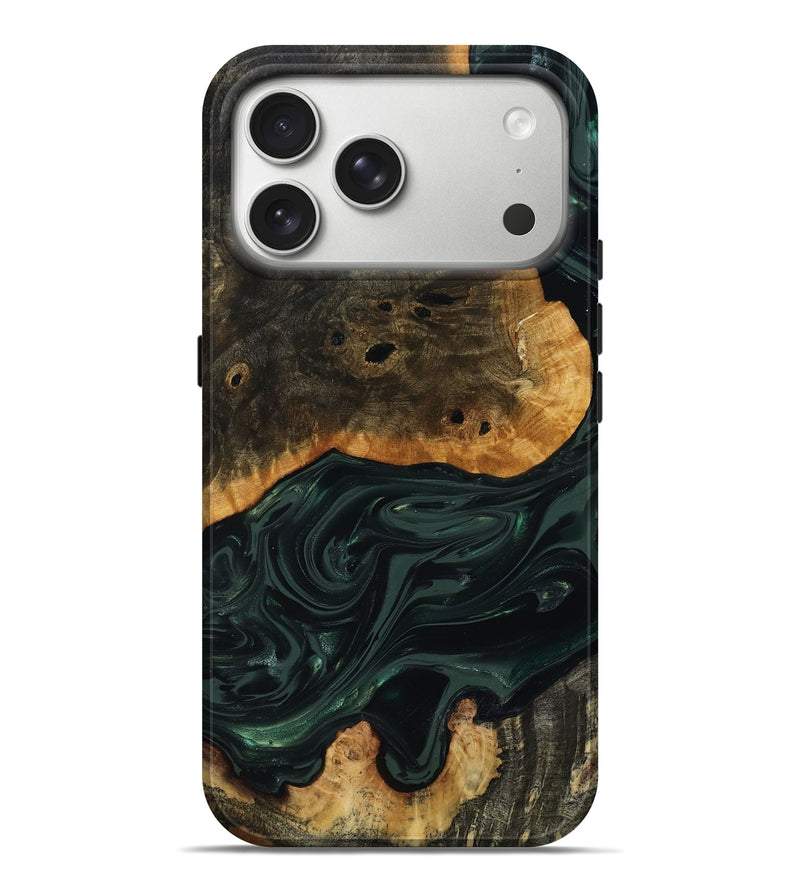 iPhone 17 Pro Max Wood Live Edge Phone Case - Chanda (Green, 818937)