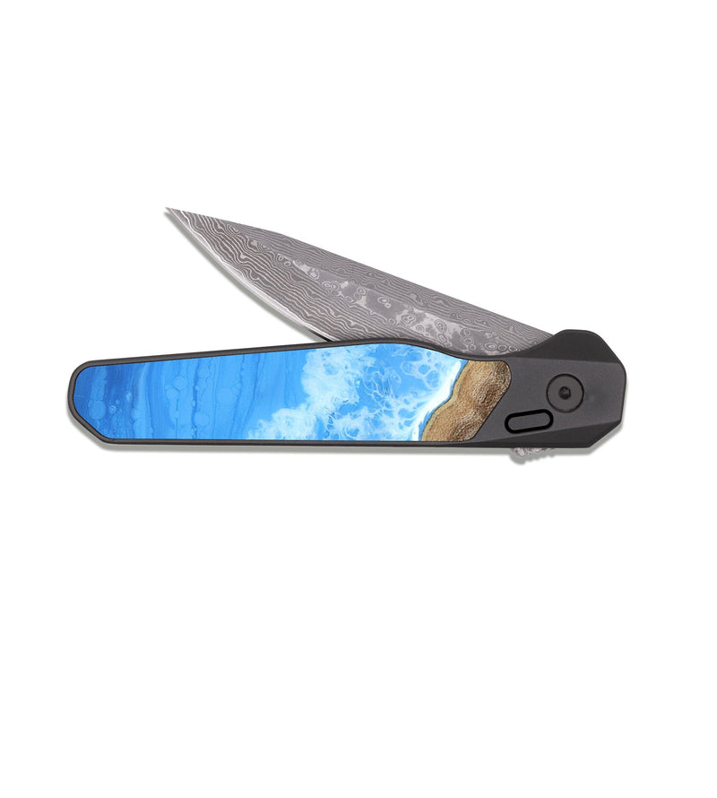 EDC Dark Damascus Wood Pocket Knife - Khai (Coastal, 818939)