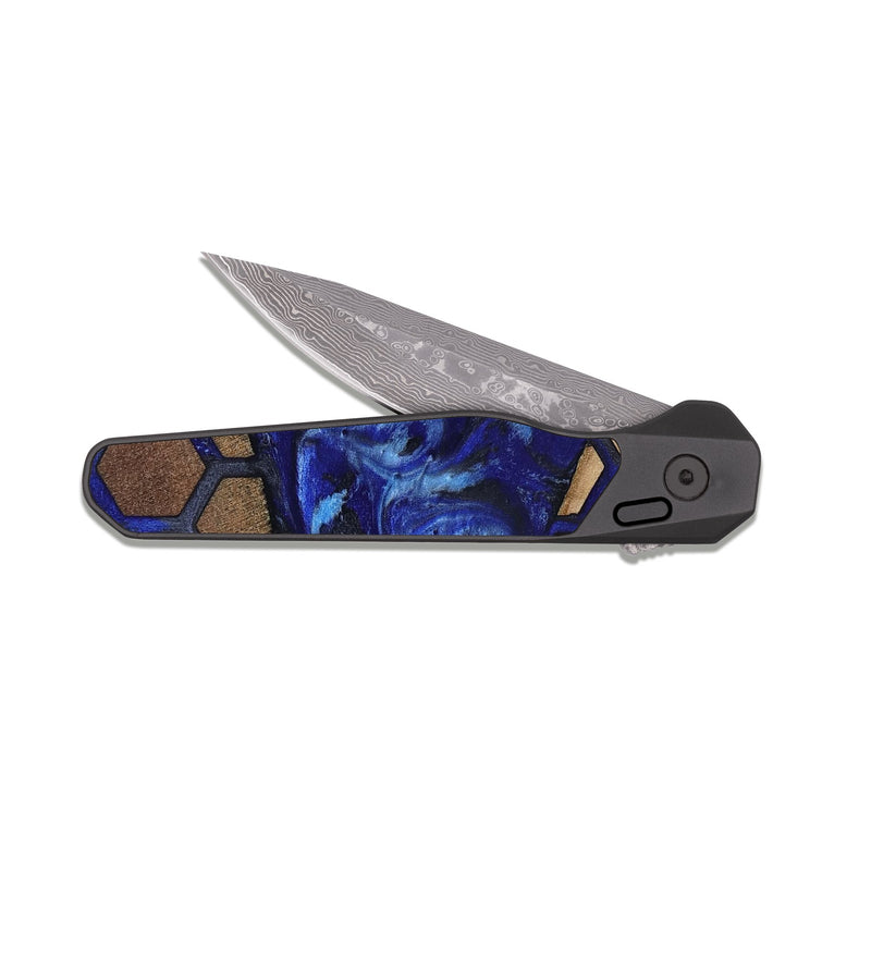EDC Dark Damascus Wood Pocket Knife - Kittie (Pattern, 818946)