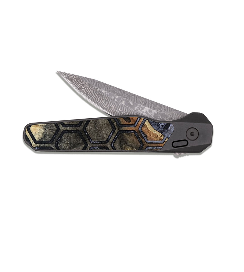 EDC Dark Damascus Wood Pocket Knife - Ezra (Pattern, 818947)