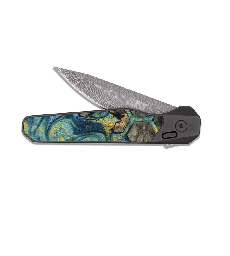 EDC Dark Damascus Wood Pocket Knife - Lew (Pattern, 818954)