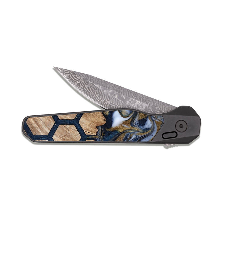 EDC Dark Damascus Wood Pocket Knife - Xiomara (Pattern, 818955)