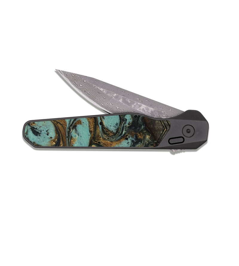 EDC Dark Damascus Wood Pocket Knife - Kenny (Pattern, 818957)