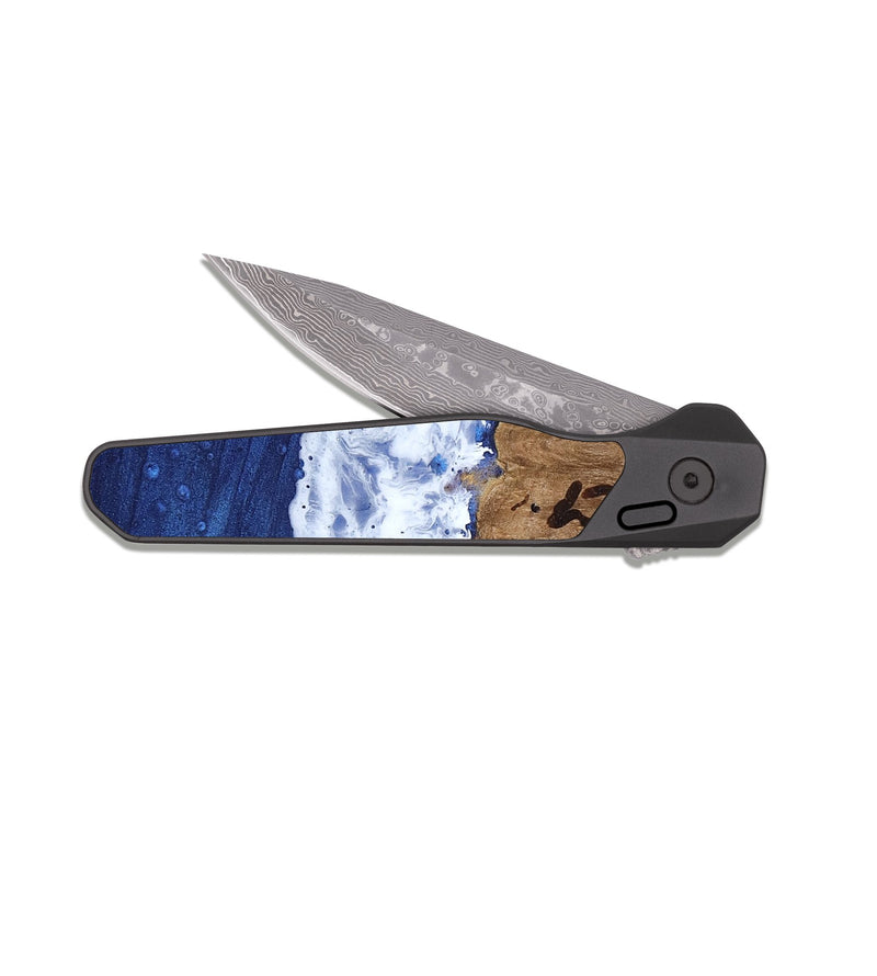 EDC Dark Damascus Wood Pocket Knife - Jaunita (Coastal, 818959)