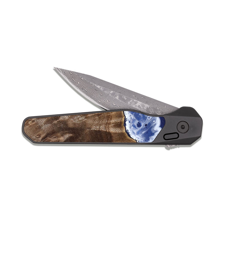 EDC Dark Damascus Wood Pocket Knife - Maleah (Coastal, 818964)