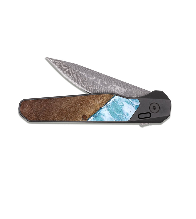 EDC Dark Damascus Wood Pocket Knife - Salma (Coastal, 818966)