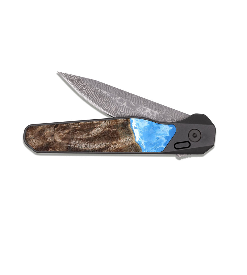 EDC Dark Damascus Wood Pocket Knife - Lauri (Coastal, 818973)