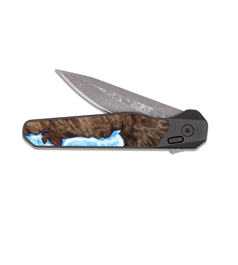 EDC Dark Damascus Wood Pocket Knife - Quiana (Coastal, 818974)
