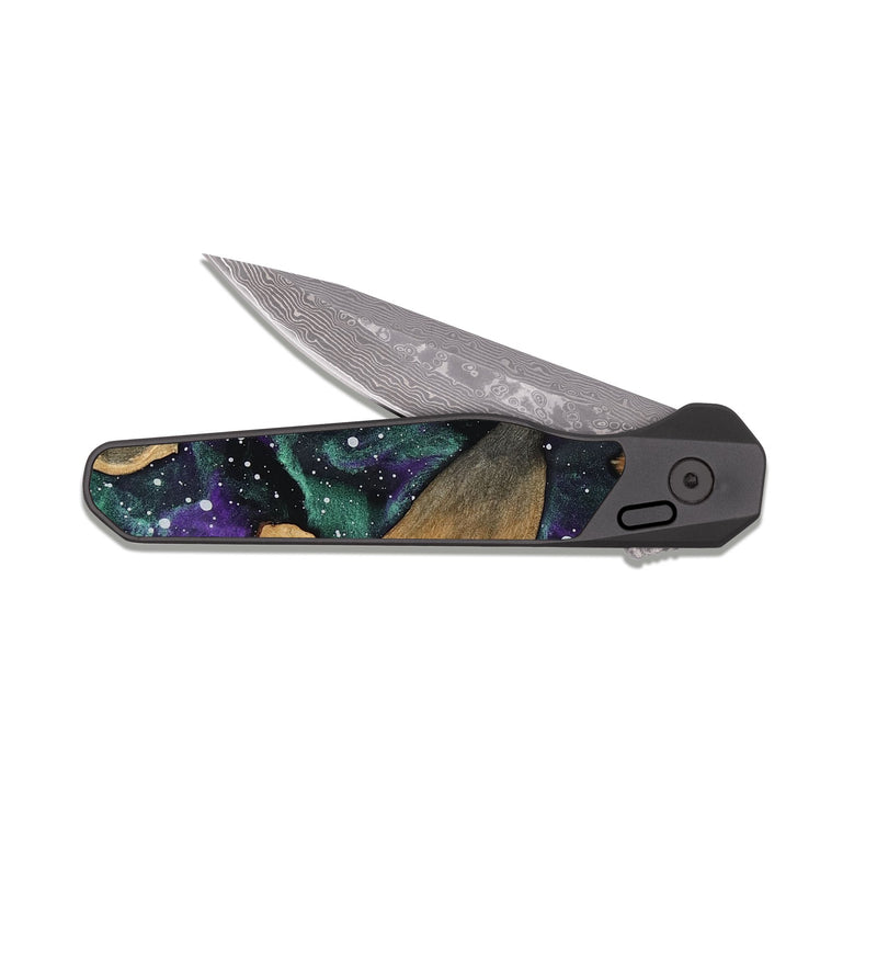 EDC Dark Damascus Wood Pocket Knife - Livia (Cosmos, 818982)