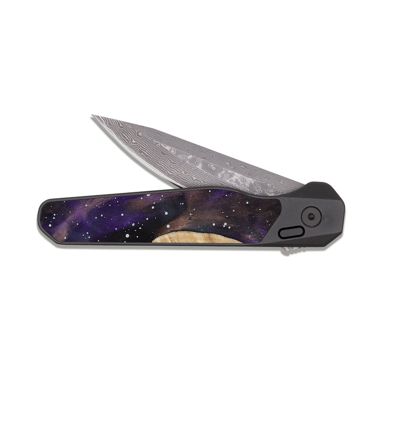 EDC Dark Damascus Wood Pocket Knife - Damir (Cosmos, 818985)