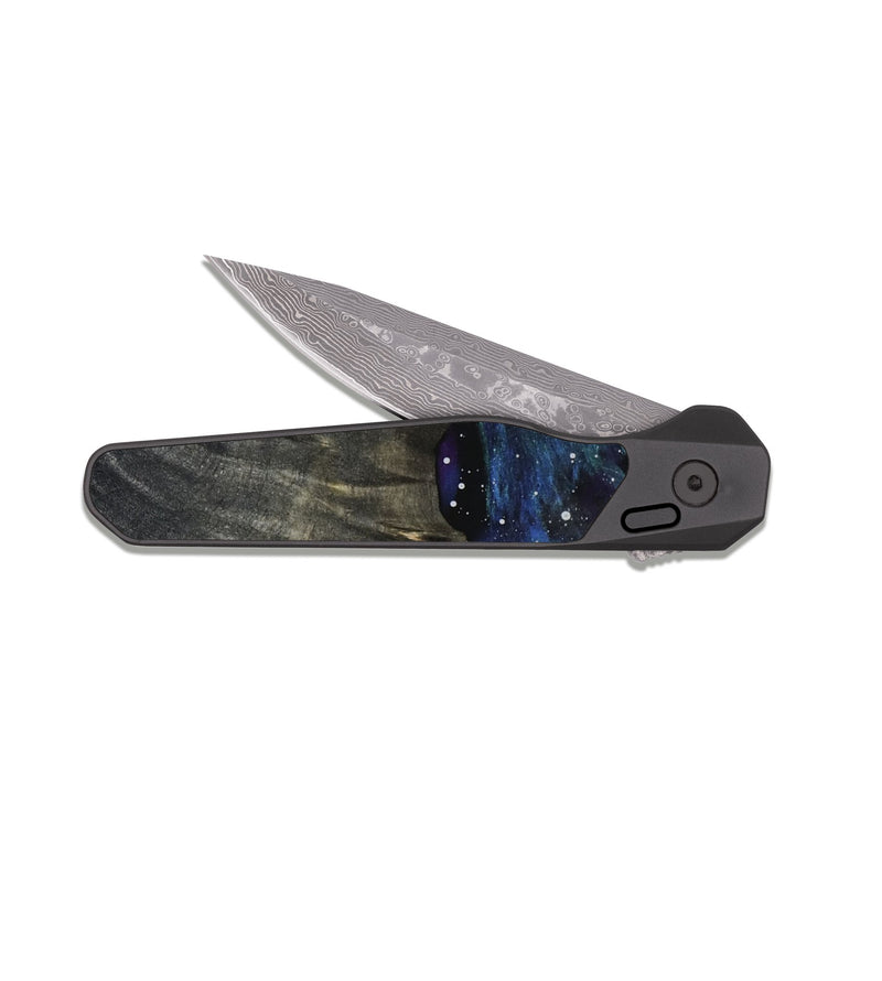 EDC Dark Damascus Wood Pocket Knife - Elvera (Cosmos, 818987)