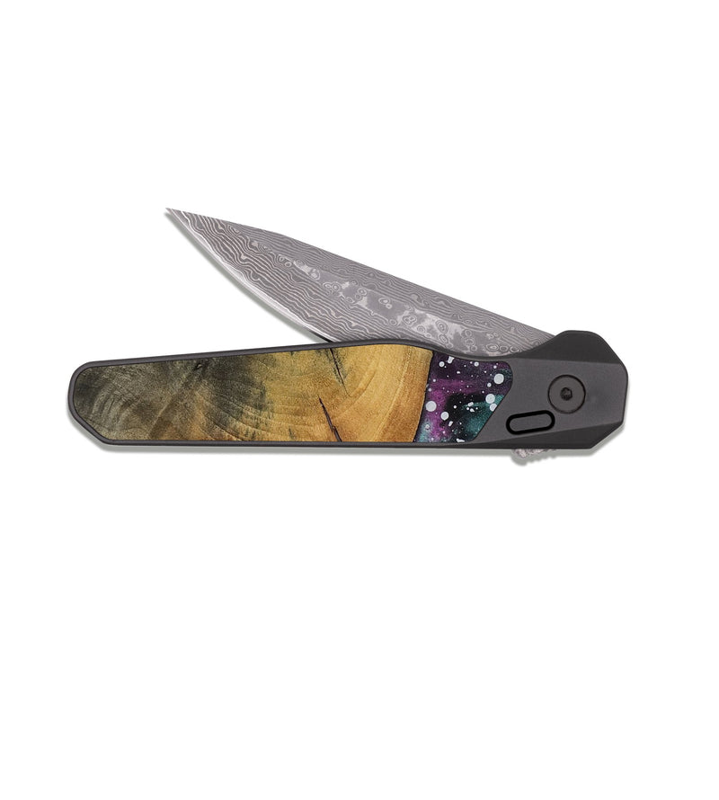 EDC Dark Damascus Wood Pocket Knife - Caryl (Cosmos, 819006)