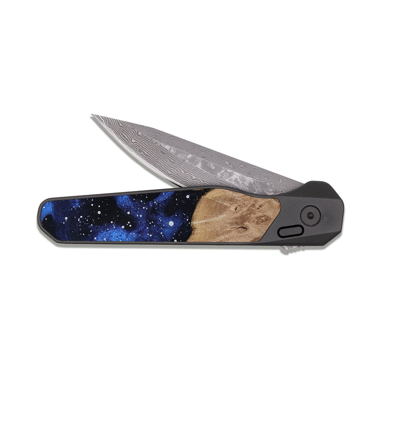 EDC Dark Damascus Wood Pocket Knife - Ervin (Cosmos, 819008)